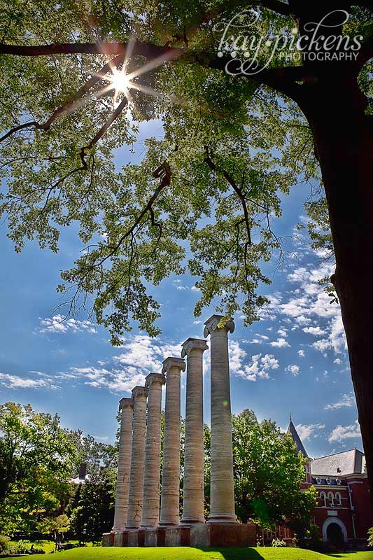 sunflare over mizzou columns in the quad