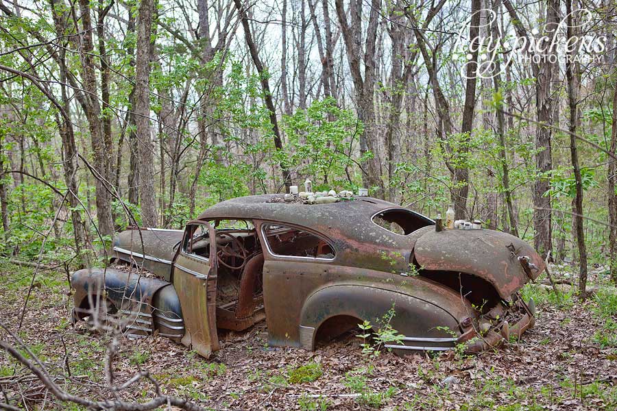 abandoned chevy fleetline in the woods