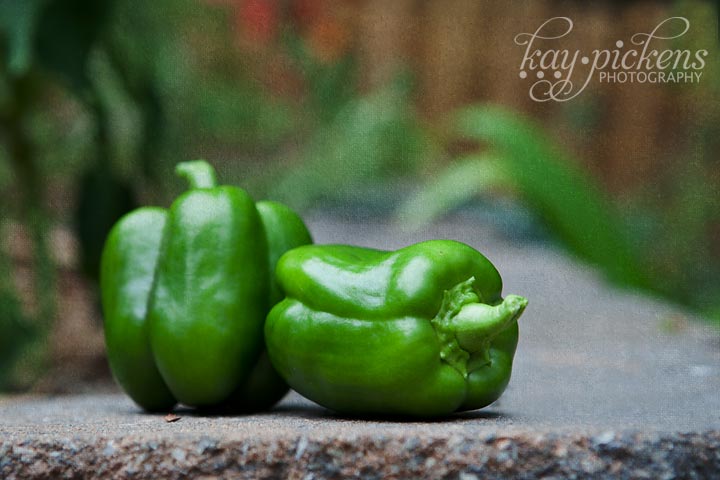 green peppers with texture applied with linear burn