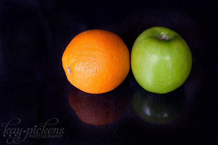 fruit on black background with plexi-glass